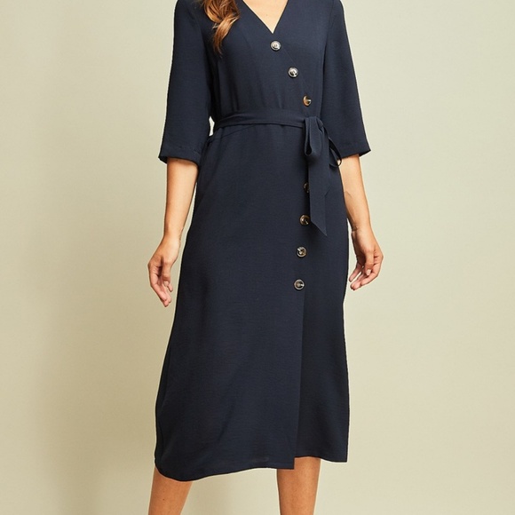 Blue midi dress button down - Picture 2 of 6